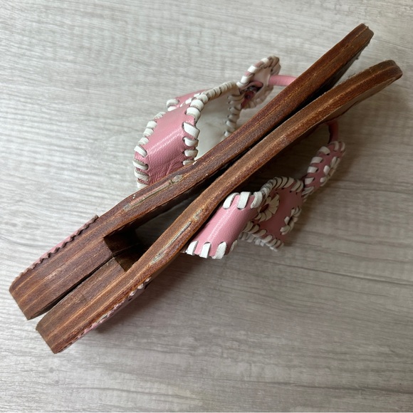 Palm Beach Sandals Women’s Thong Sandals in Pink & White Leather Size 6.5 - Picture 4 of 9